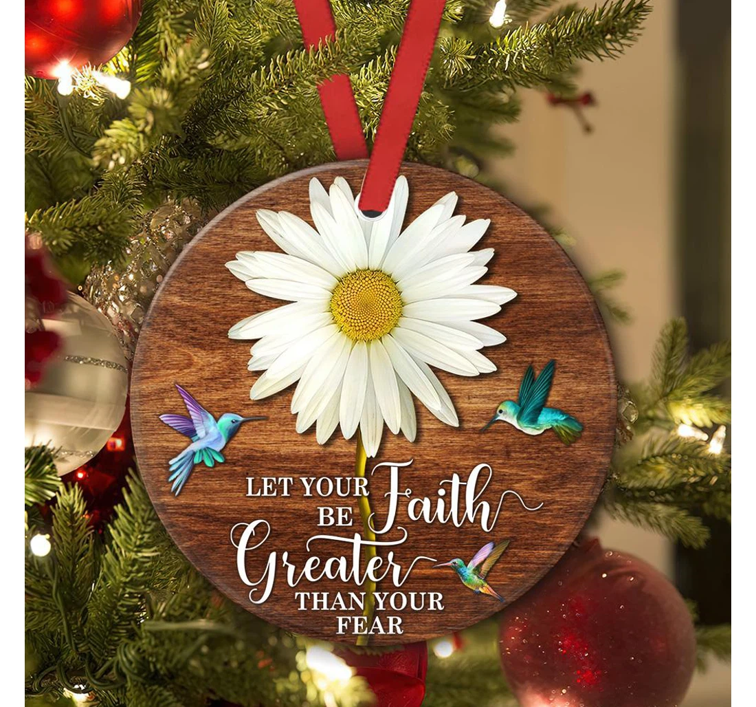 Hummingbird Faith Over Fear Circle Ornament MDF Ornament