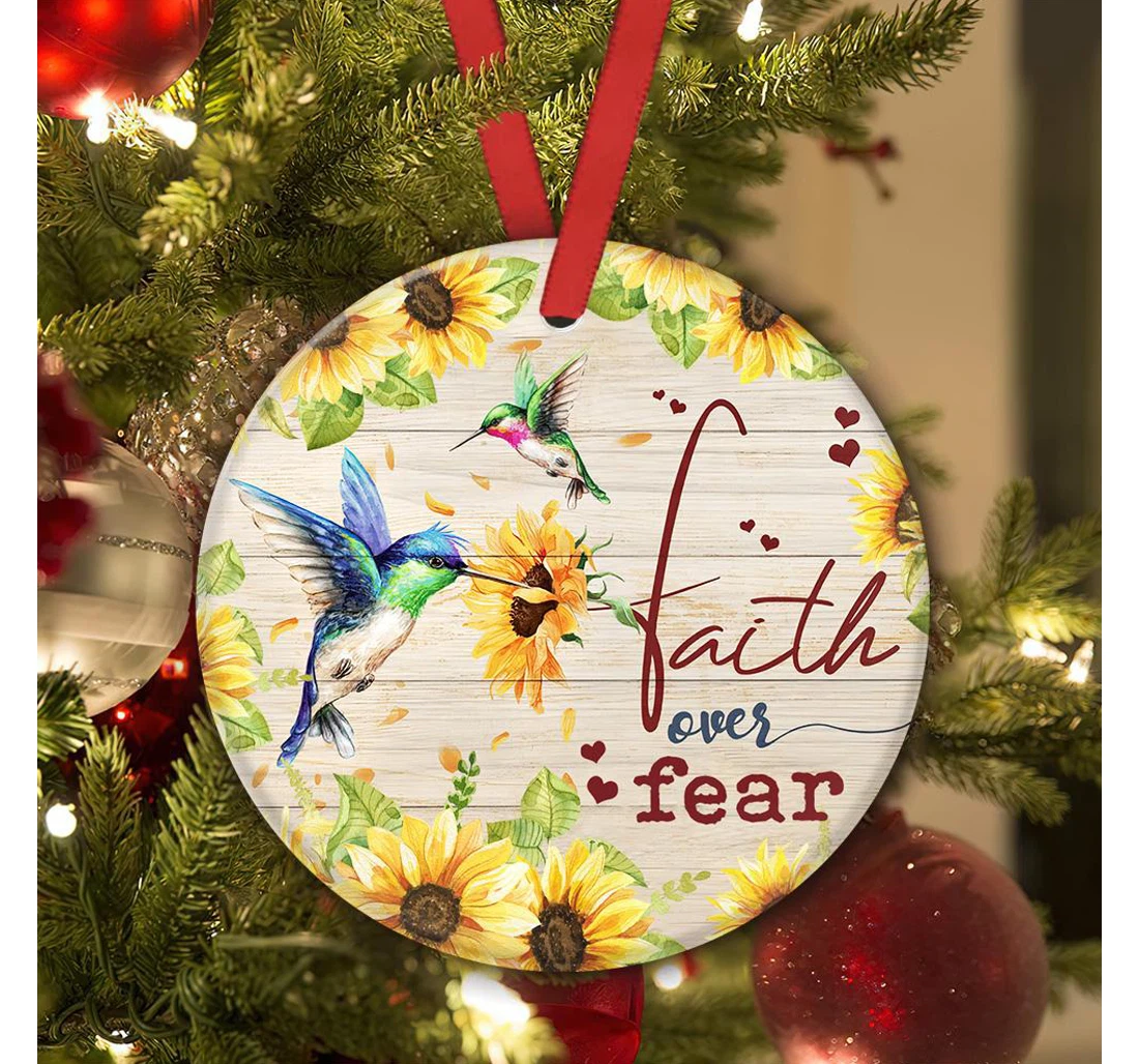 Hummingbird Faith Over Fear Circle Ornament MDF Ornament