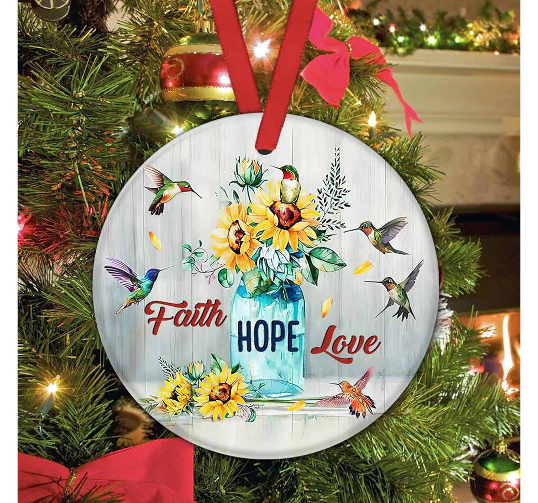 Hummingbird Faith God Circle Ornament MDF Ornament