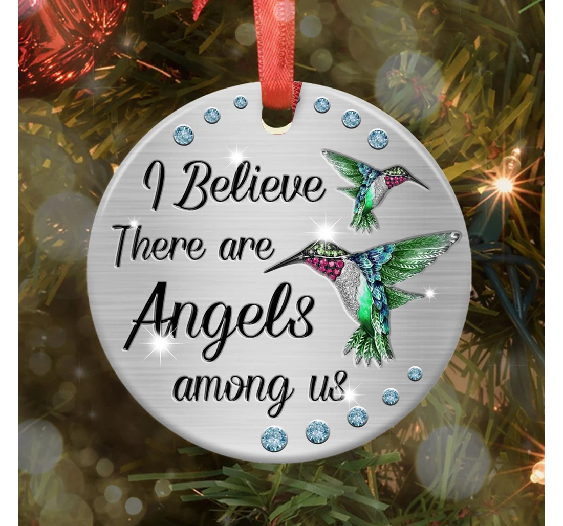 Hummingbird Memorial Angels Among Us Jewelry Style Circle Ornament MDF Ornament