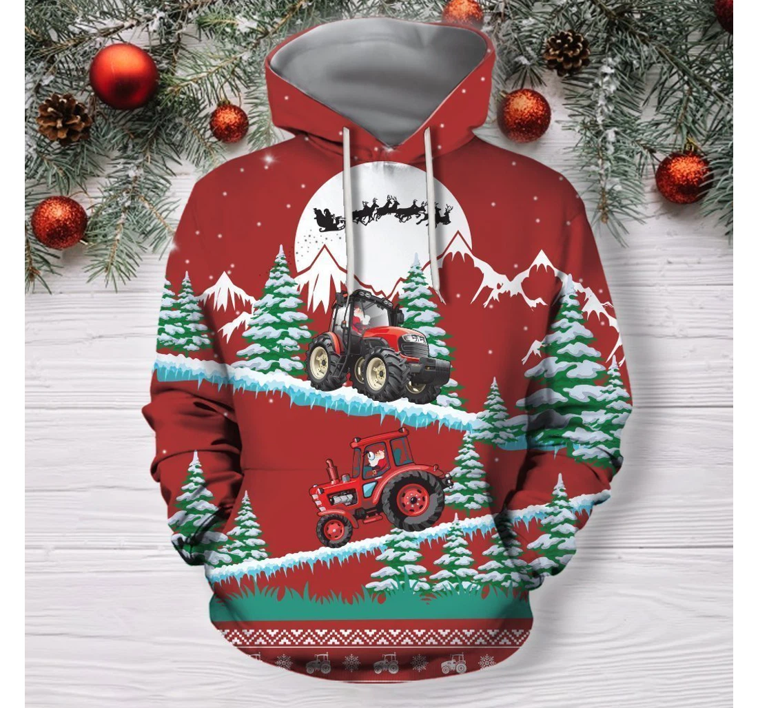 Christmas Tractor - 3D Printed Pullover Hoodie