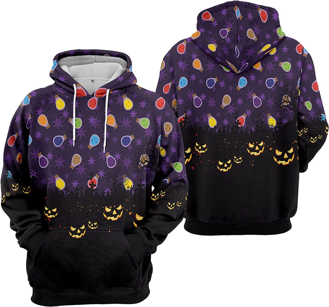 Cemetery Pumpkin Spider Seamless Pattern Halloween - 3D Printed Pullover Hoodie