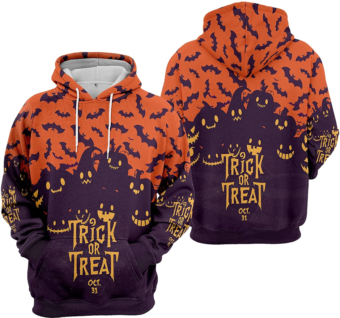 Trick Or Treat Oct Pumpkin Spider Seamless Pattern Halloween - 3D Printed Pullover Hoodie