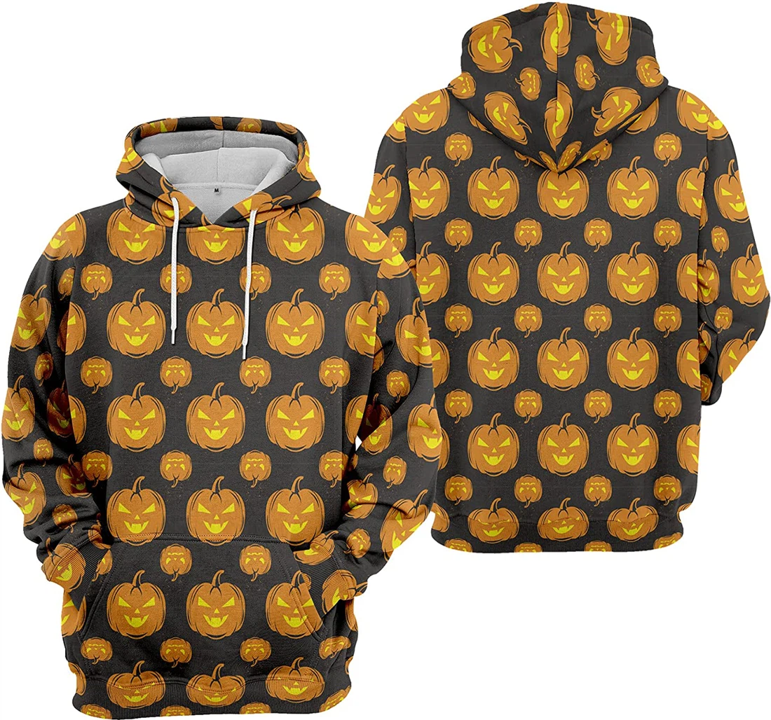 Cat Bat Cobweb Seamless Pattern Halloween - 3D Printed Pullover Hoodie