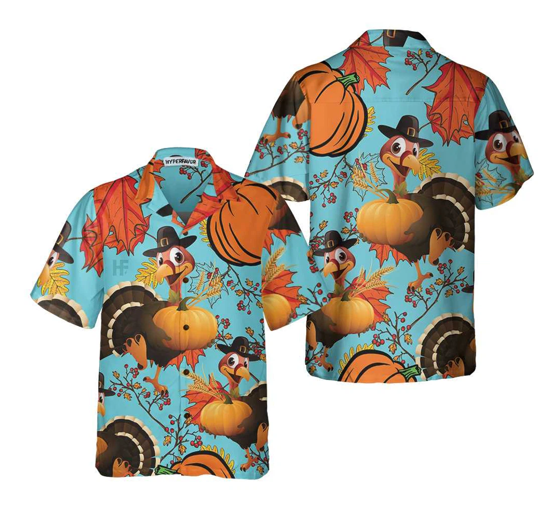Personalized Turkey Thanksgiving Funny Pumpkin Turkey Unique Thanksgiving Gift Hawaiian Shirt, Button Up Aloha Shirt For Men, Women