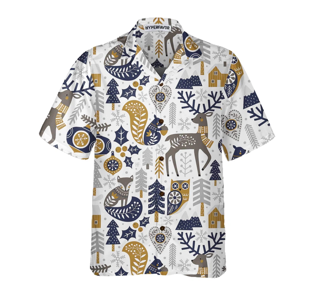 Personalized Scandinavian Christmas Christmas Gift Idea Hawaiian Shirt, Button Up Aloha Shirt For Men, Women