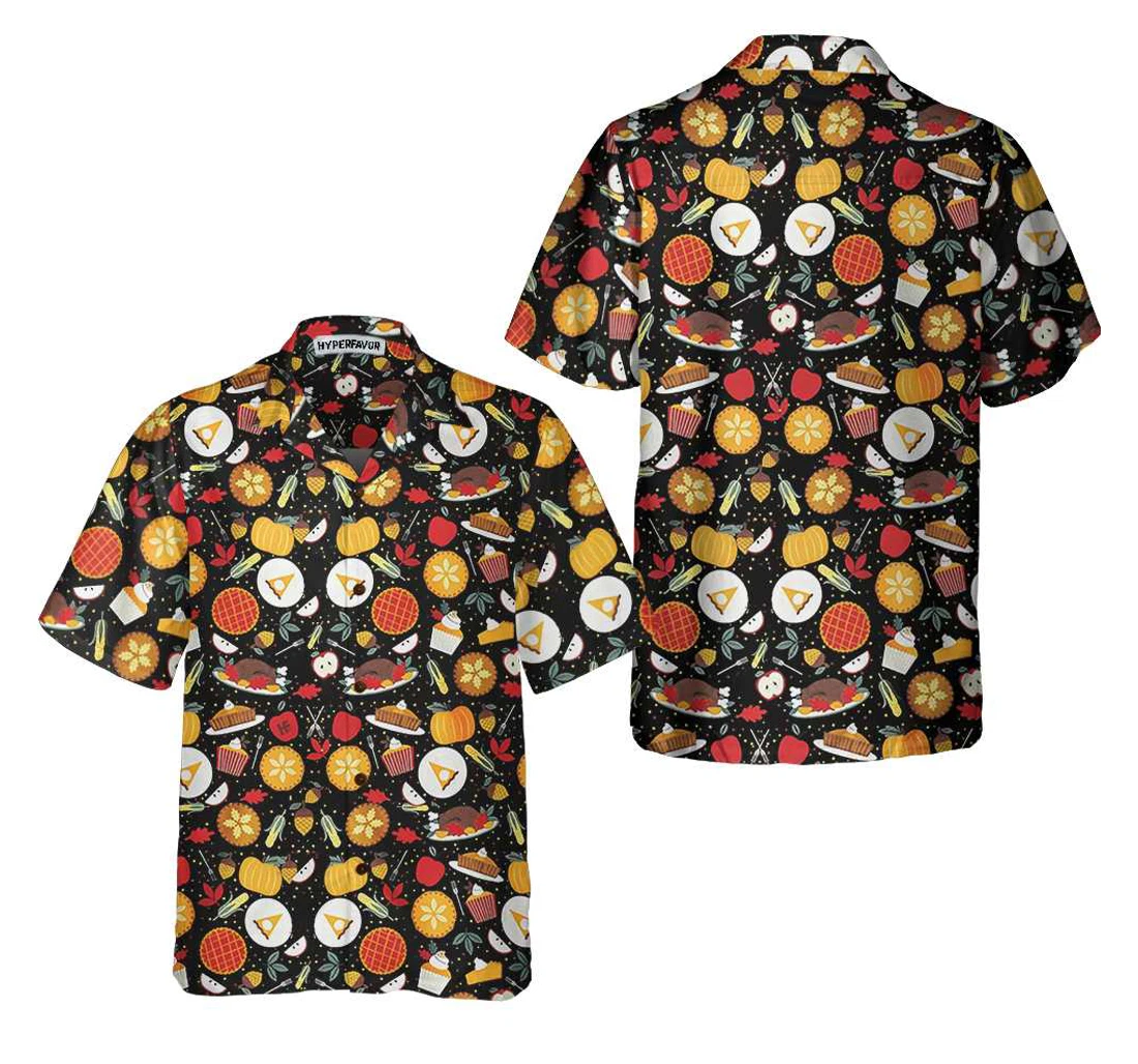 Personalized Thanksgiving Autumn Vibe Thanksgiving With Thanksgiving Pattern Hawaiian Shirt, Button Up Aloha Shirt For Men, Women