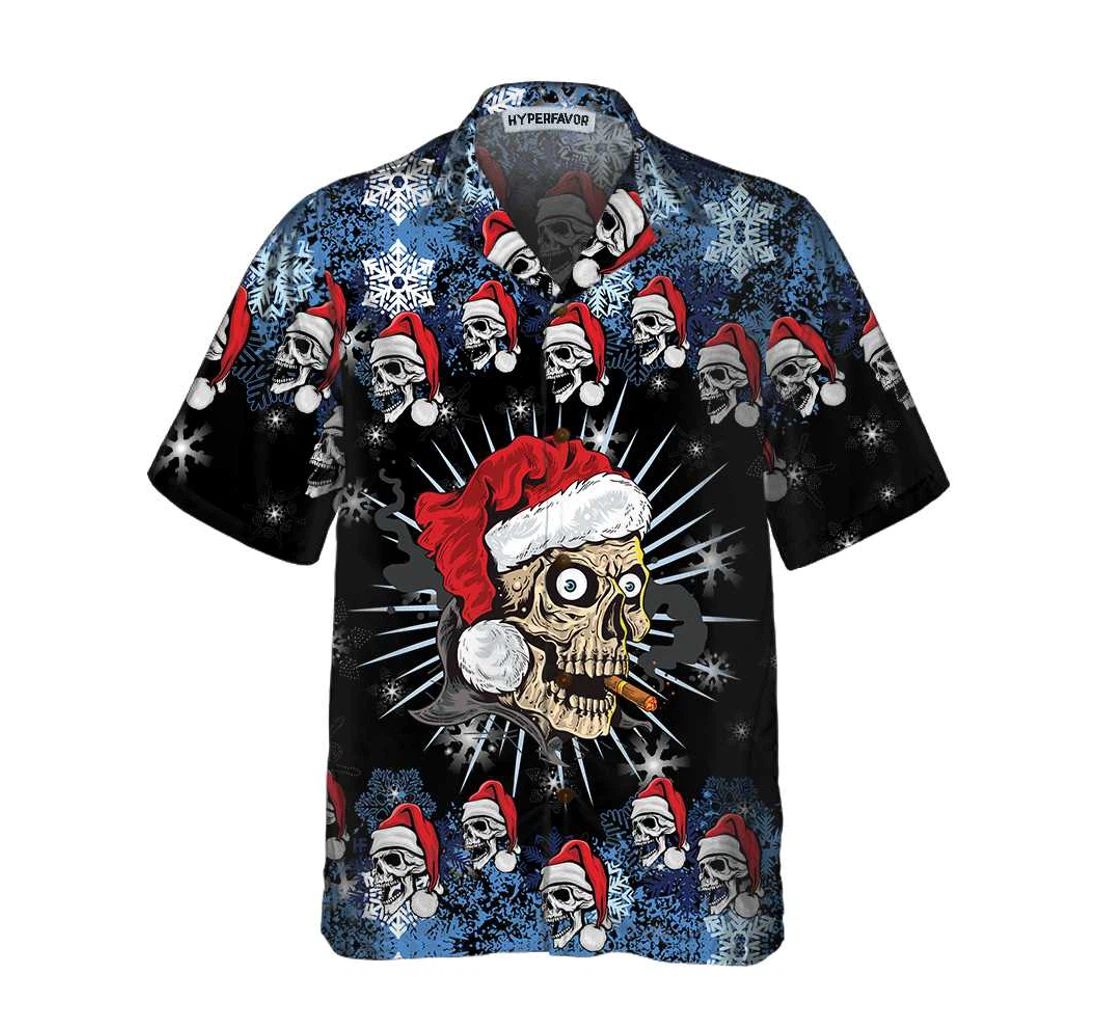 Personalized Skull Naughty Face Christmas Edition Christmas Skull Unique Gift Christmas Hawaiian Shirt, Button Up Aloha Shirt For Men, Women