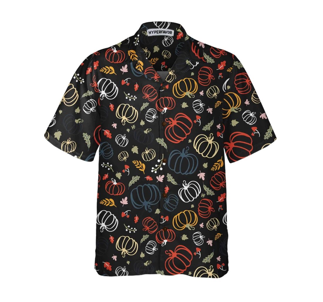 Personalized Pumpkins Thanksgiving Colorful Pumpkin Gift Thanksgiving Hawaiian Shirt, Button Up Aloha Shirt For Men, Women
