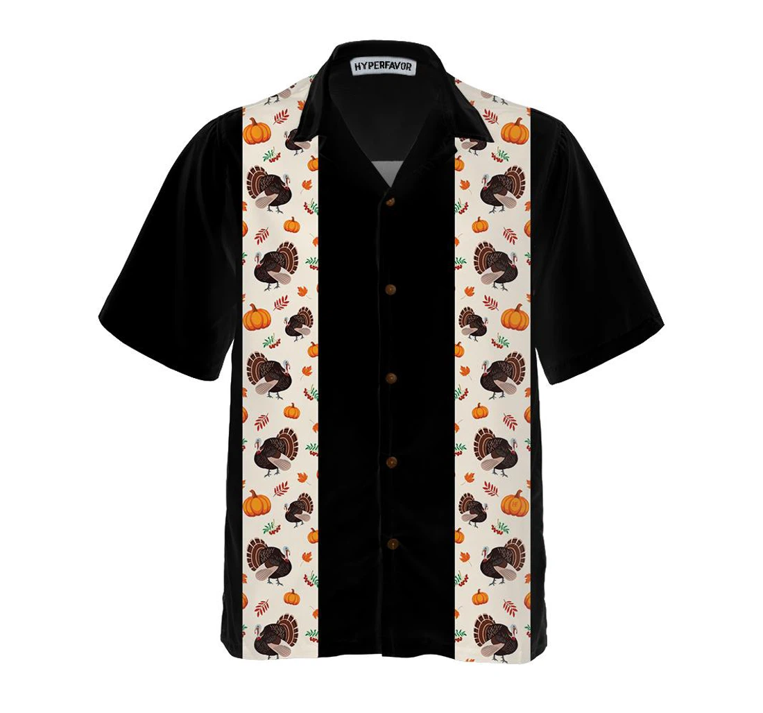 Personalized Thanksgiving Turkey Black Thanksgiving Unique Turkey Gift Thanksgiving Hawaiian Shirt, Button Up Aloha Shirt For Men, Women