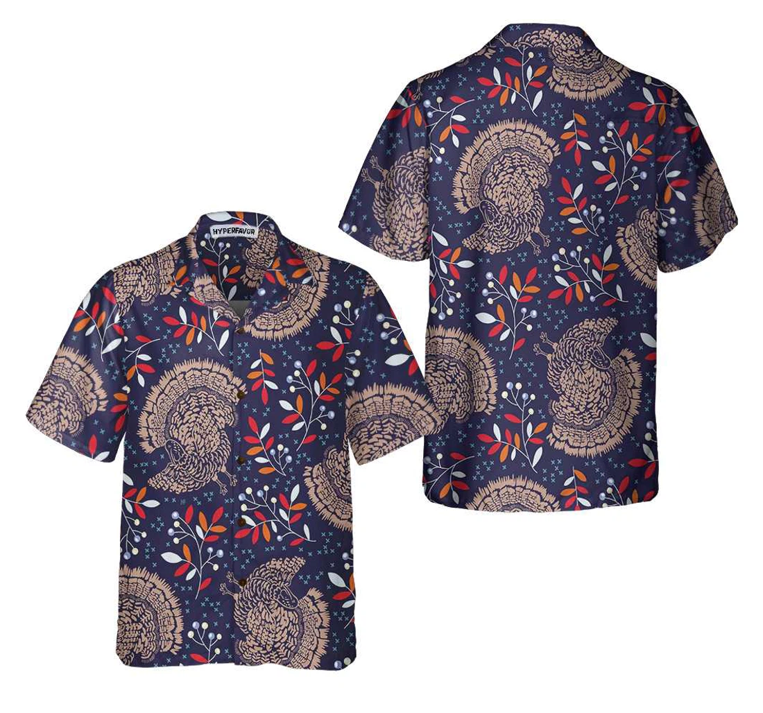Personalized Turkey Thanksgiving Seamless Pattern Best Gift Thankgiving Day Hawaiian Shirt, Button Up Aloha Shirt For Men, Women