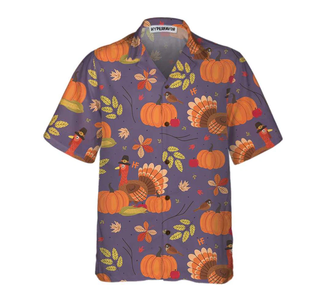 Personalized Thanksgiving Day Elements Seamless Pattern Unique Gift Thanksgiving Day Hawaiian Shirt, Button Up Aloha Shirt For Men, Women