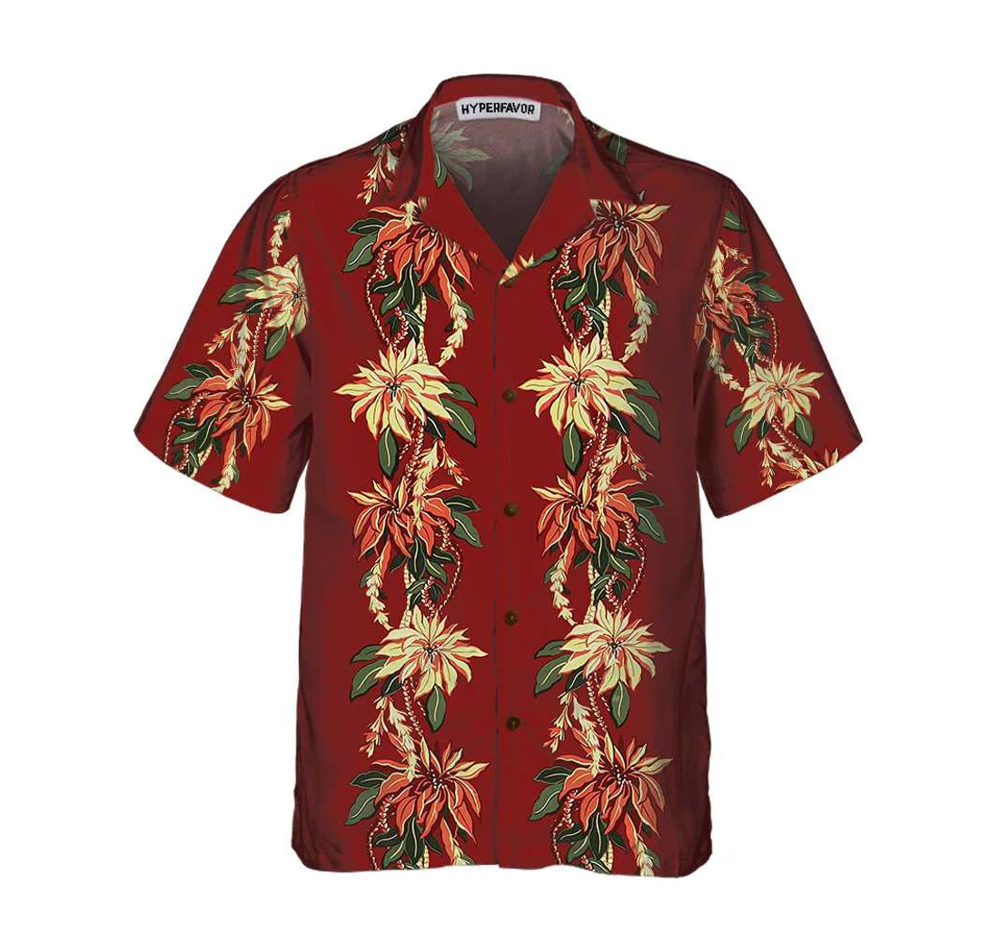 Personalized Poinsettia Christmas Vintage Christmas Best Christmas Gift Ideas Hawaiian Shirt, Button Up Aloha Shirt For Men, Women