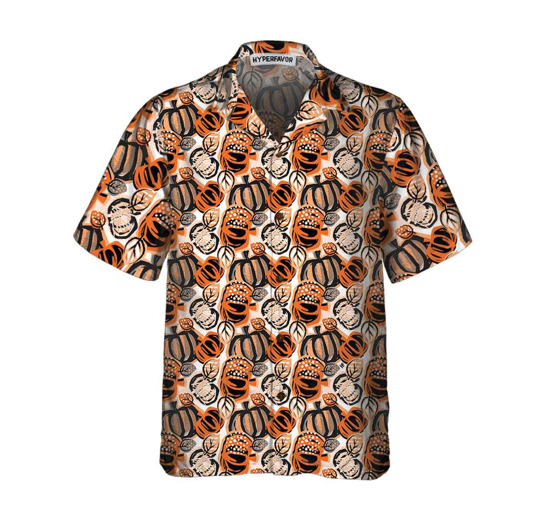 Personalized Trendy Painted Thanksgiving Pumpkin Thanksgiving Hawaiian Shirt, Button Up Aloha Shirt For Men, Women