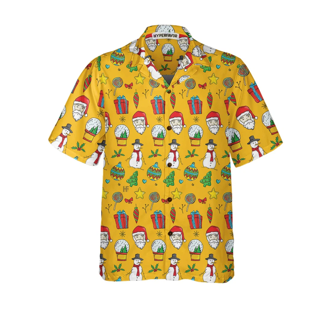 Personalized I Love Christmas With Christmas Pattern, Cute Christmas Hawaiian Shirt, Button Up Aloha Shirt For Men, Women