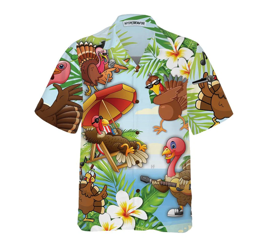 Personalized Happy Thanksgiving Turkeys At The Thanksgiving Hawaiian Shirt, Button Up Aloha Shirt For Men, Women