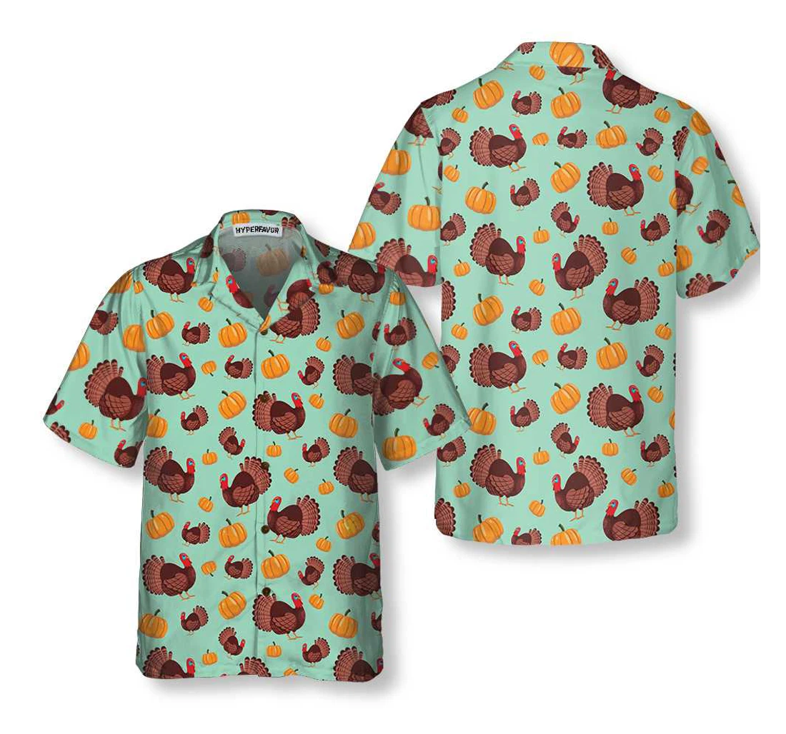 Personalized Turkey And Pumpkin Thanksgiving Unique Gift Thanksgiving Day Hawaiian Shirt, Button Up Aloha Shirt For Men, Women