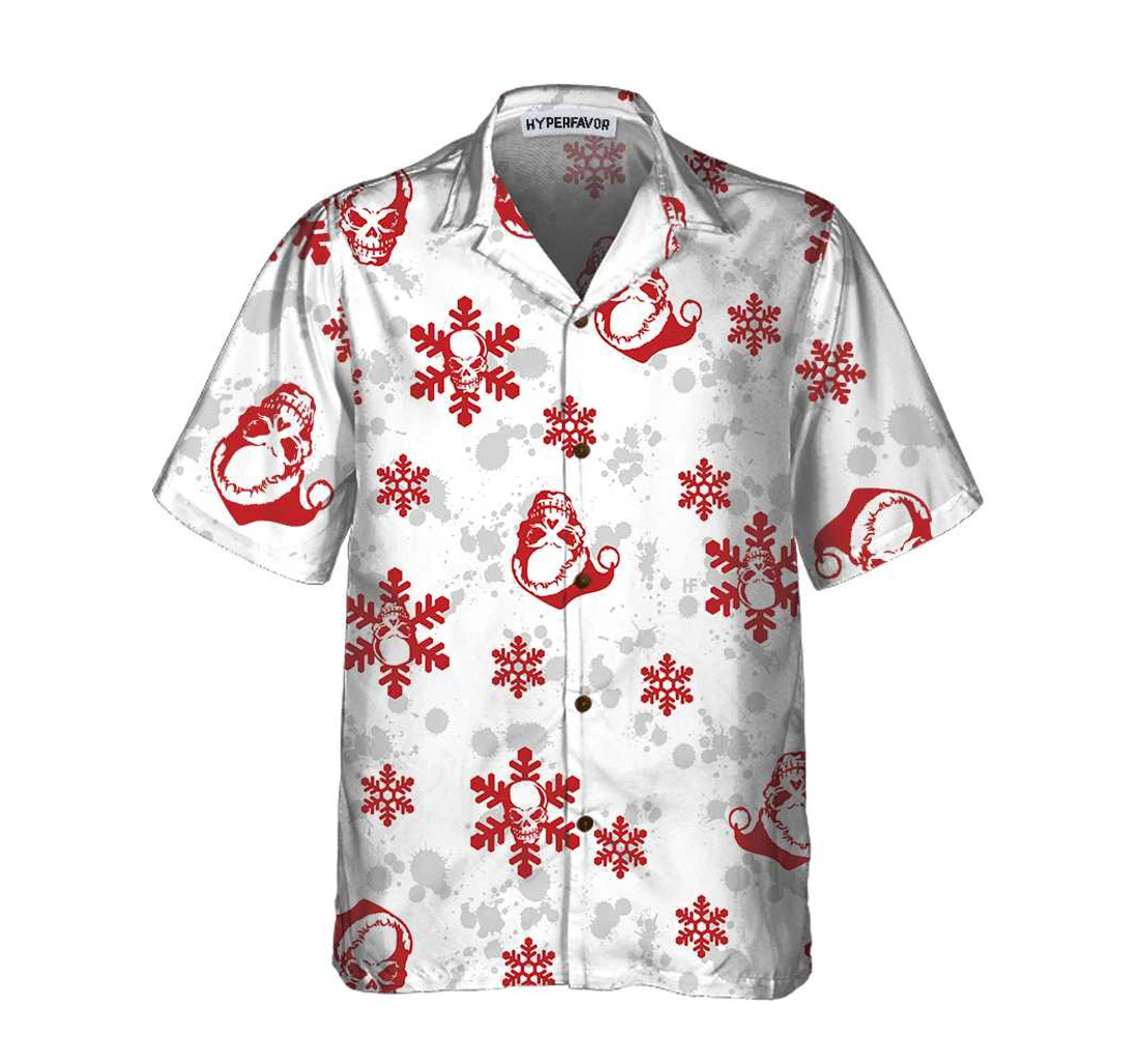 Personalized Christmas Snow And Skull Christmas Skull Best Gift Christmas Hawaiian Shirt, Button Up Aloha Shirt For Men, Women