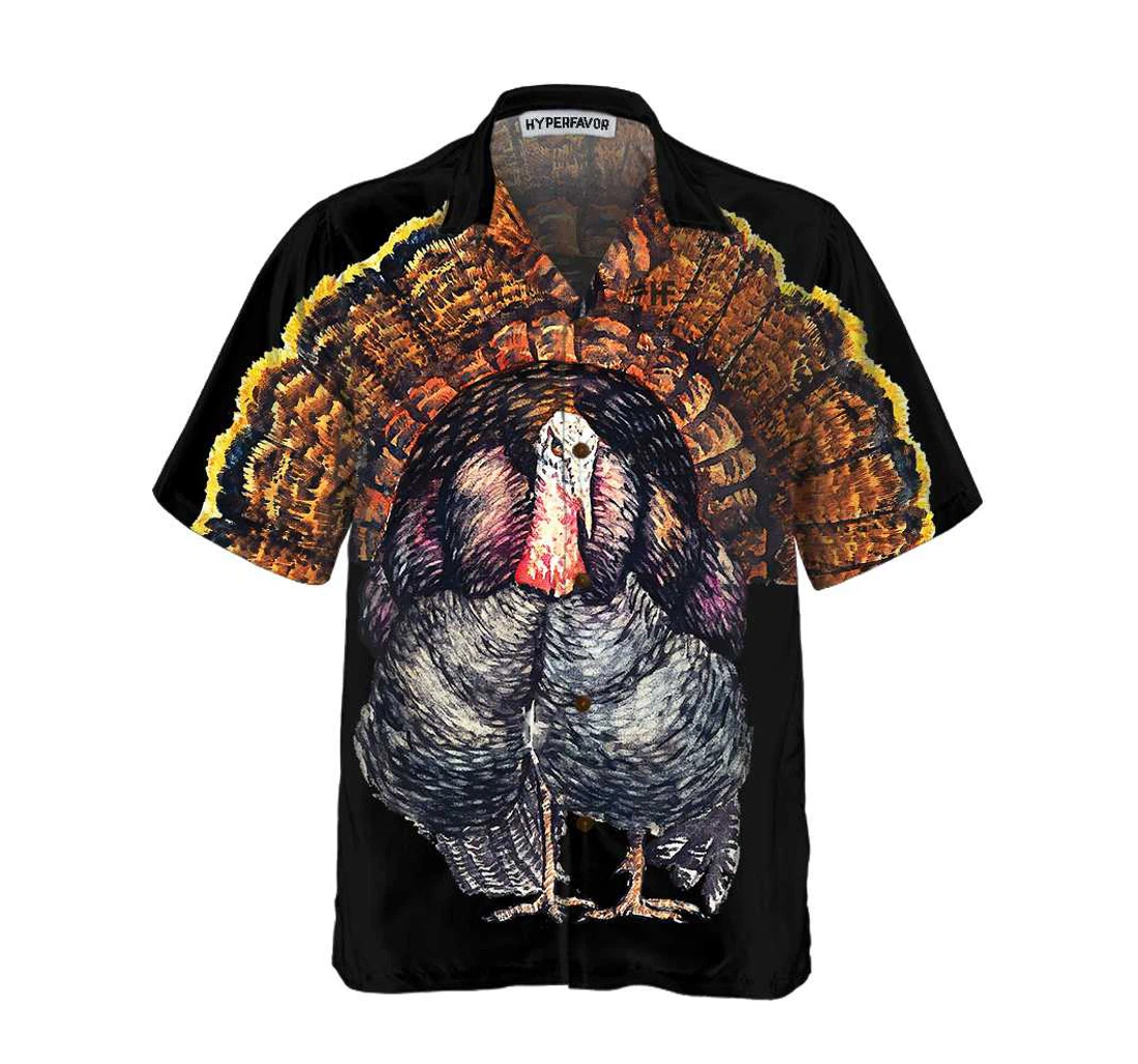 Personalized Standing Black Turkey Thanksgiving Gobble Gift Thanksgiving Day Hawaiian Shirt, Button Up Aloha Shirt For Men, Women