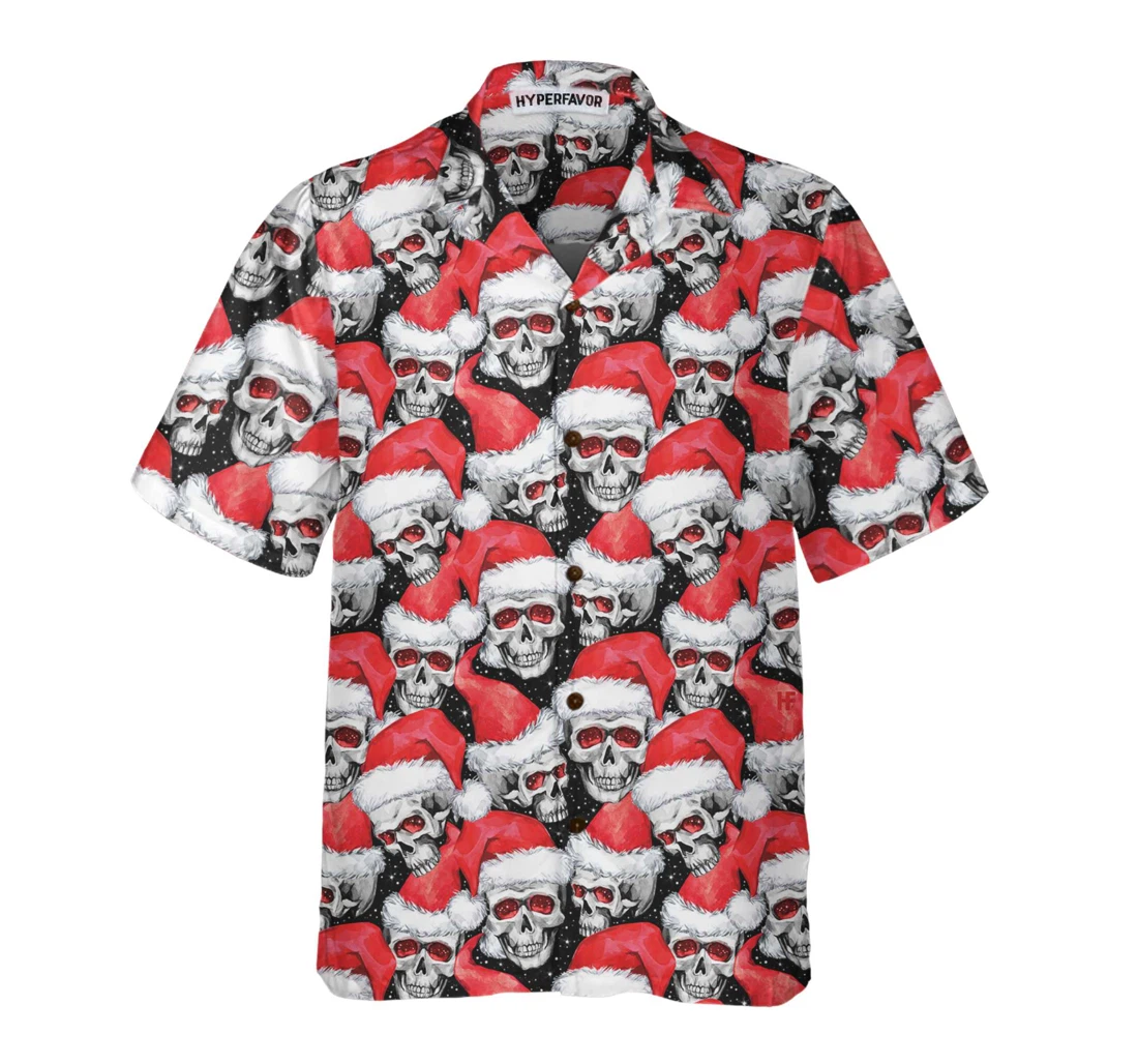 Personalized Fashionable Christmas Skulls Cool Christmas Hawaiian Shirt, Button Up Aloha Shirt For Men, Women