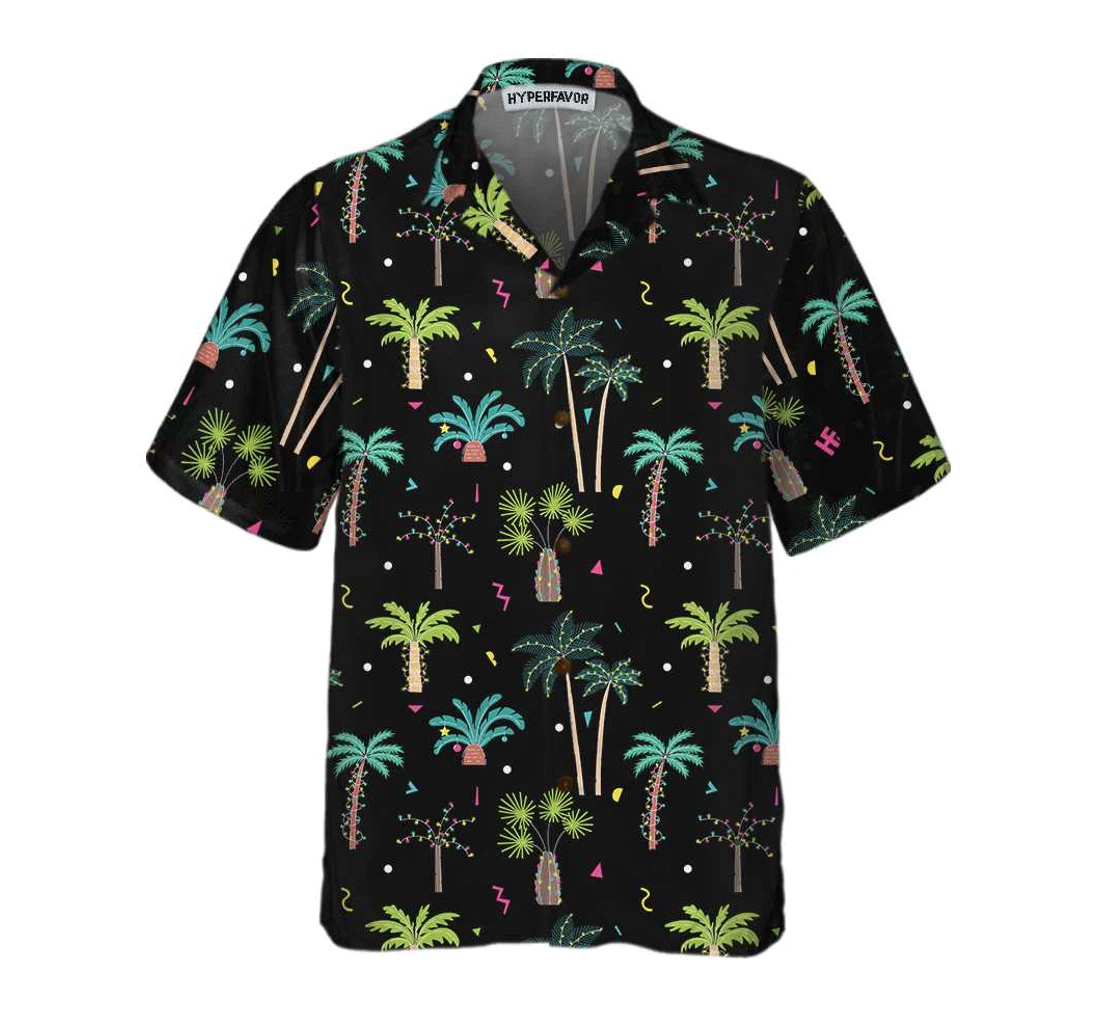 Personalized Christmas Palm Trees Funny Christmas Hawaiian Shirt, Button Up Aloha Shirt For Men, Women