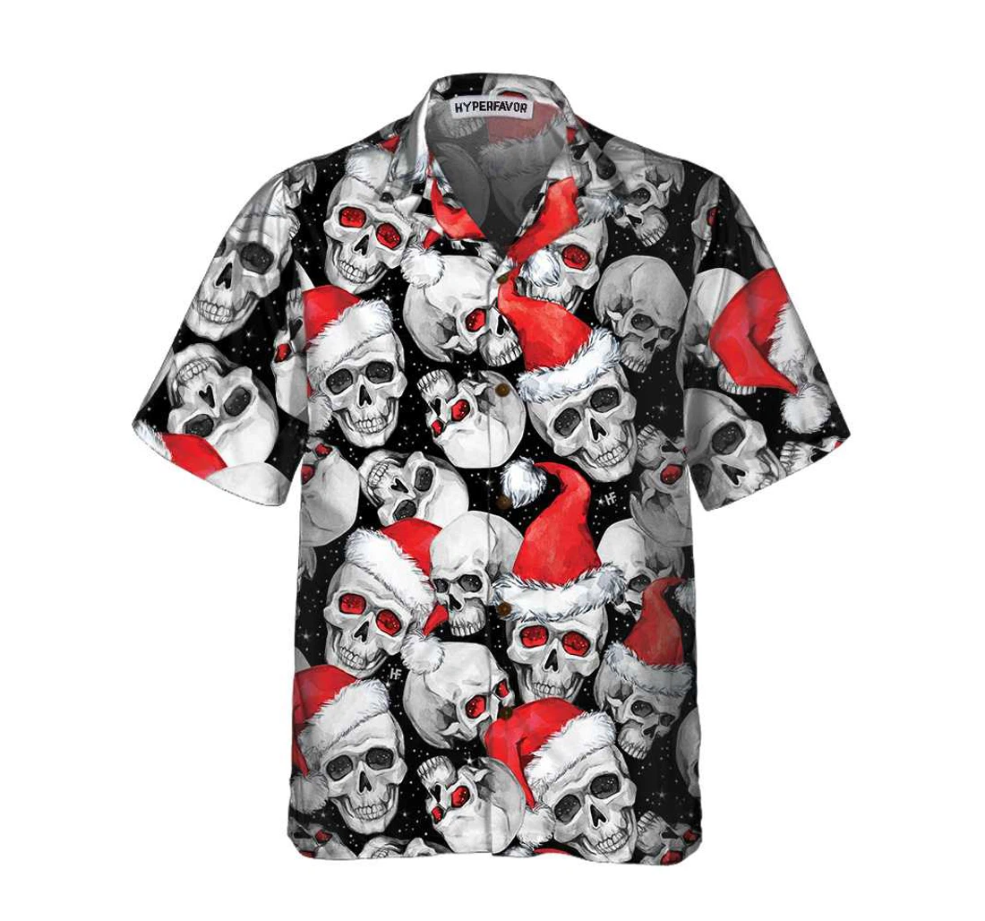 Personalized Christmas Santa Skull Christmas Skull Unique Christmas Gift Hawaiian Shirt, Button Up Aloha Shirt For Men, Women