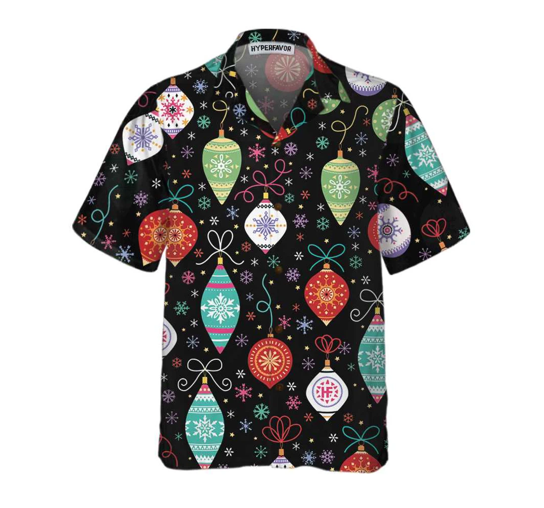 Personalized Christmas Ornament Pattern Funny Christmas Hawaiian Shirt, Button Up Aloha Shirt For Men, Women