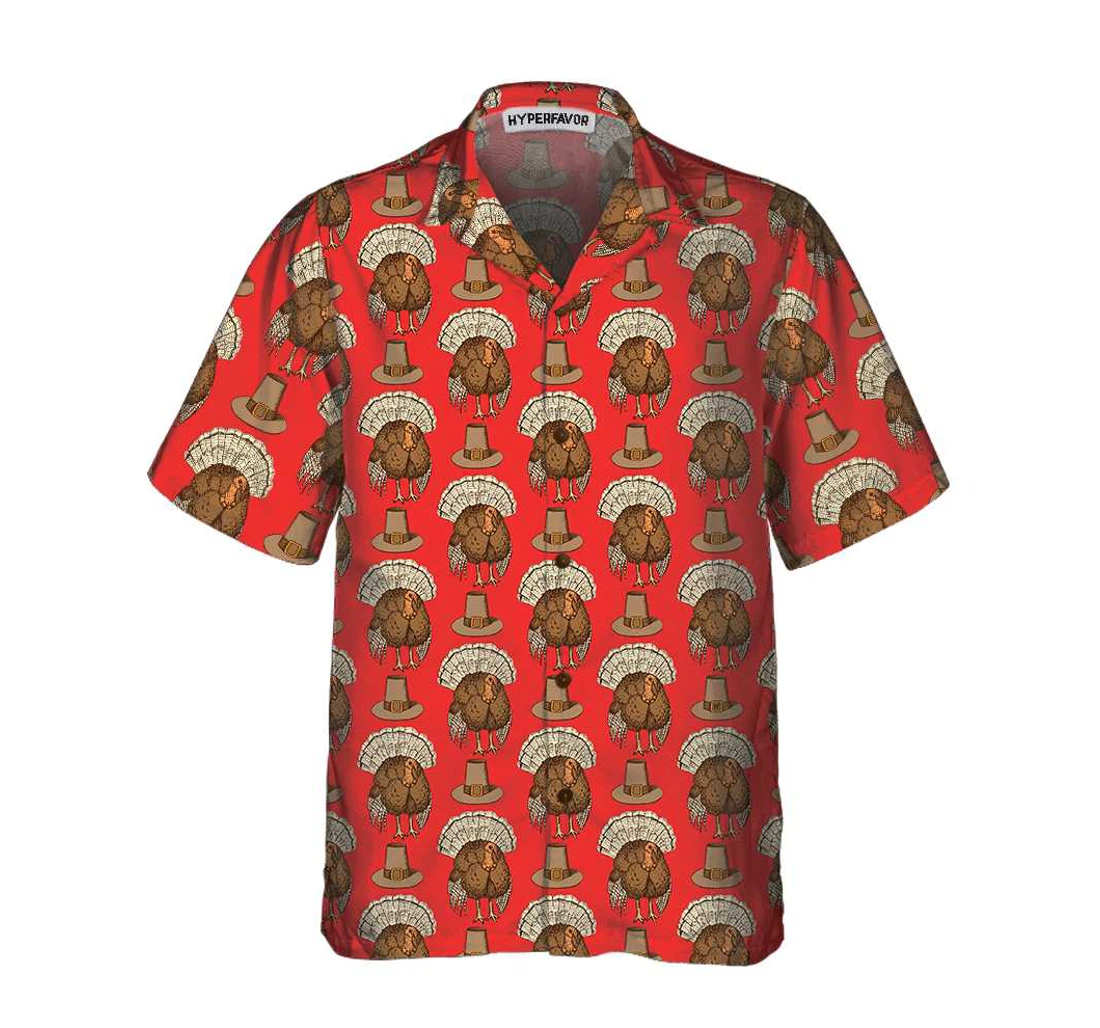 Personalized Thanksgiving Turkey With Hat Seamless Pattern Funny Gobble Thanksgiving Gift Thanksgiving Day Hawaiian Shirt, Button Up Aloha Shirt For Men, Women