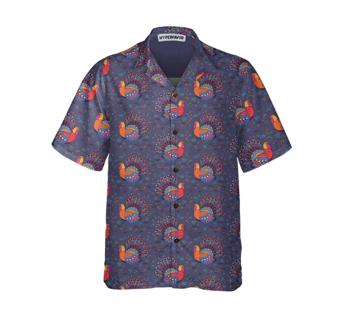 Personalized Cute Turkeys Thanksgiving Cute Turkey Gift Thanksgiving Hawaiian Shirt, Button Up Aloha Shirt For Men, Women