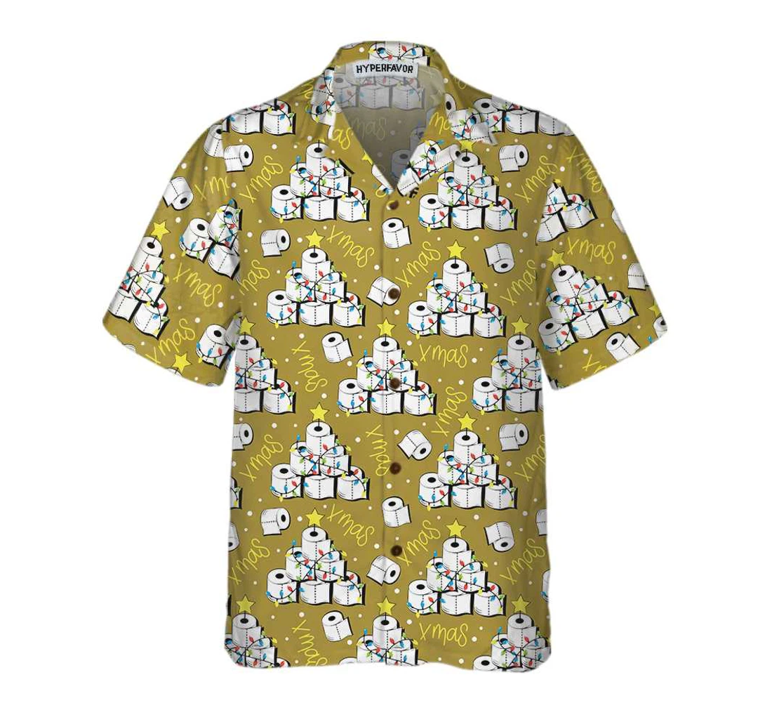 Personalized Funny Toilet Paper Christmas Tree Funny Christmas Tree Cool Gift Christmas Hawaiian Shirt, Button Up Aloha Shirt For Men, Women