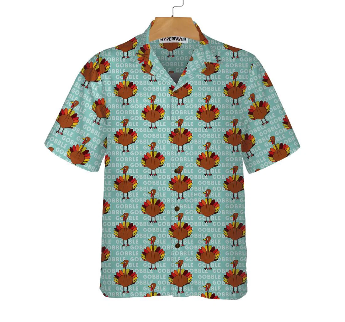 Personalized Gobble Gobble Thanksgiving Turkey Thanksgiving Hawaiian Shirt, Button Up Aloha Shirt For Men, Women