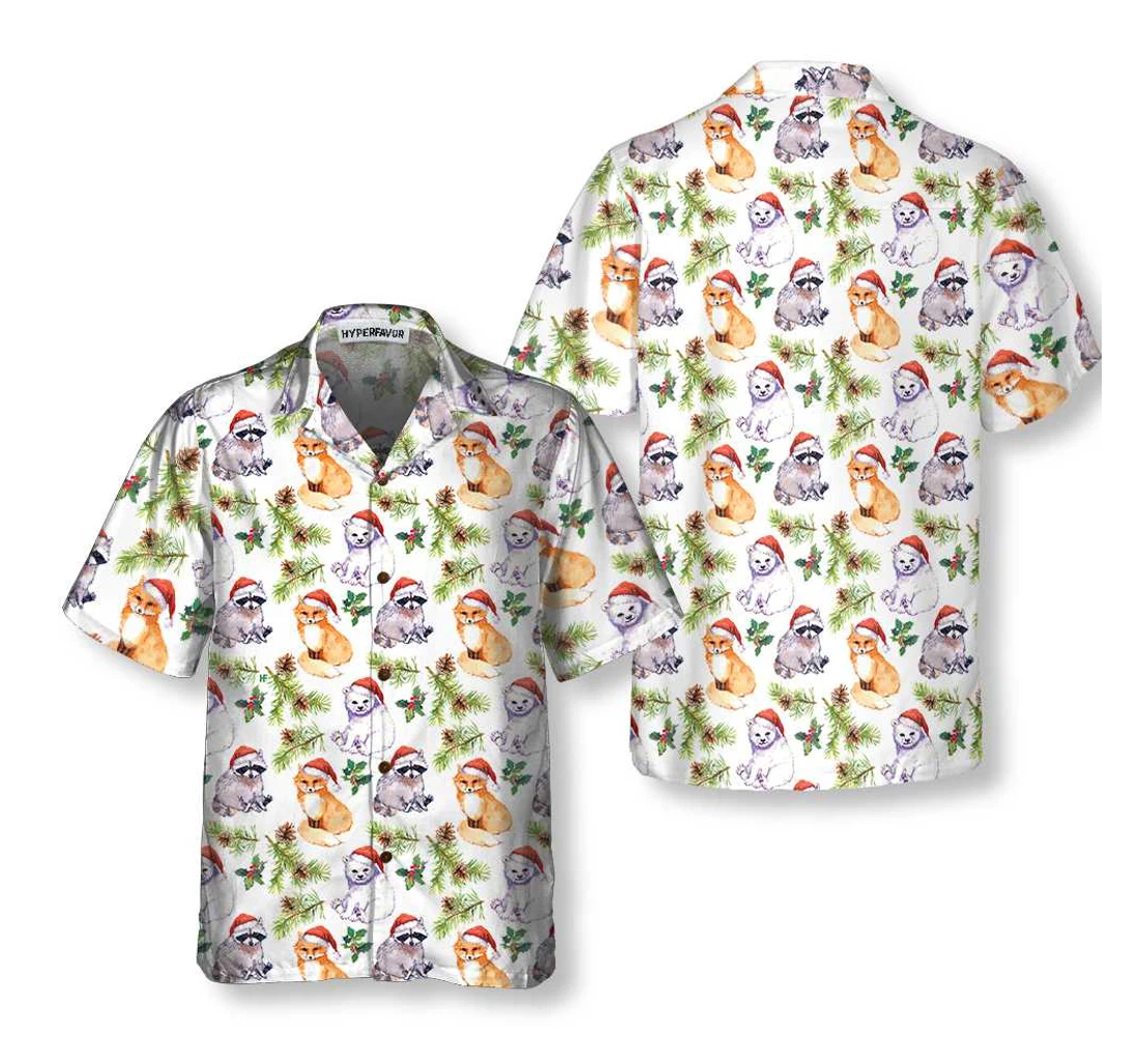 Personalized Cute Animals In Christmas Hat Funny Christmas Unique Gift Christmas Hawaiian Shirt, Button Up Aloha Shirt For Men, Women
