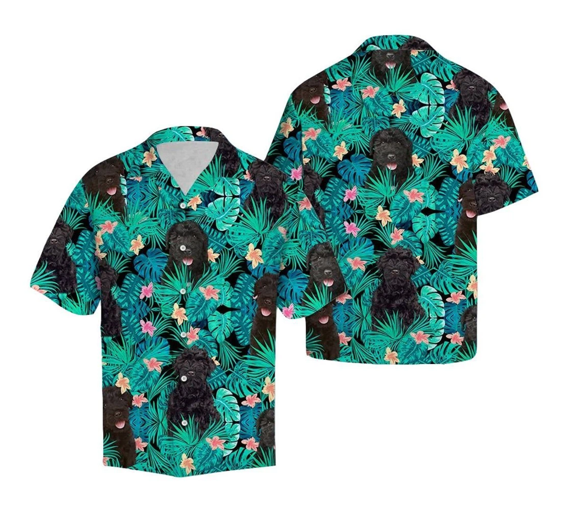 Personalized Black Russian Terrier Hawaiian Shirt, Button Up Aloha Shirt For Men, Women