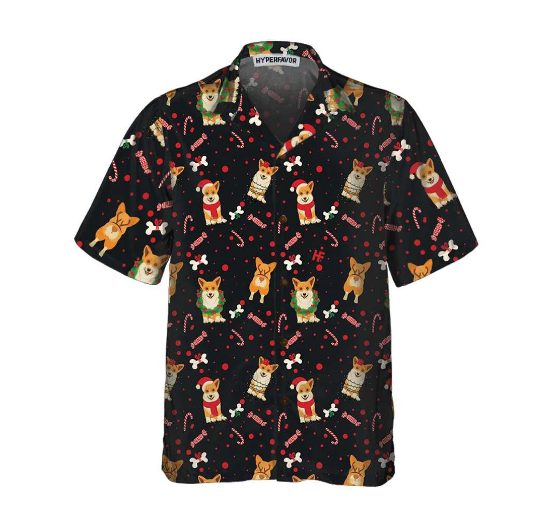 Personalized Christmas Corgis Dog Funny Dog Christmas Best Gift Christmas Hawaiian Shirt, Button Up Aloha Shirt For Men, Women