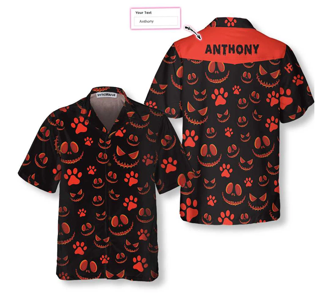 Personalized Horror Halloween Dog Lovers Custom Scary Dog Halloween Hawaiian Shirt, Button Up Aloha Shirt For Men, Women