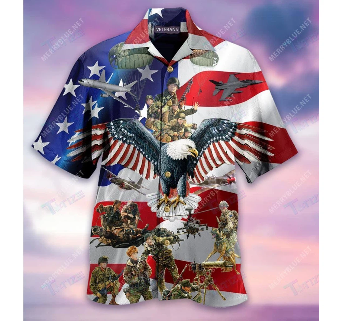 Personalized Veteran Veteran Independence Day 4th Of July Hawaiian Shirt, Button Up Aloha Shirt For Men, Women