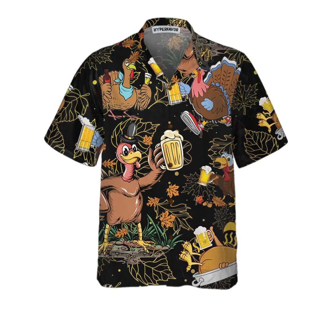 Personalized Drunk Turkey Thanksgiving Funny Thanksgiving Gobble Gift Thanksgiving Day Hawaiian Shirt, Button Up Aloha Shirt For Men, Women