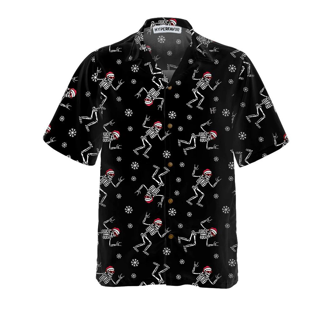 Personalized Christmas Rock Funny Christmas Skeleton Hawaiian Shirt, Button Up Aloha Shirt For Men, Women