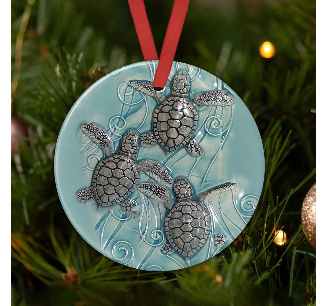 Turtle Ceramic Style Hlmz1709011z Circle Ornament MDF Ornament