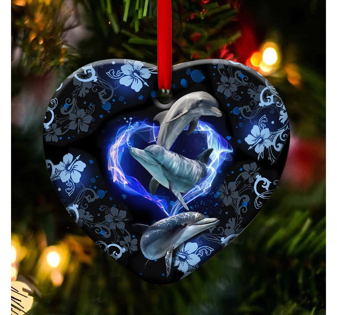 Dolphin Lover Quaz2211006z Heart Ornament MDF Ornament