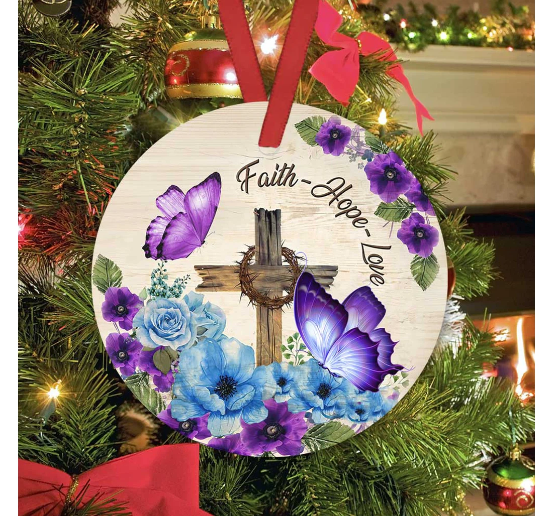 Faith Butterfly Acqz2211008z Circle Ornament MDF Ornament