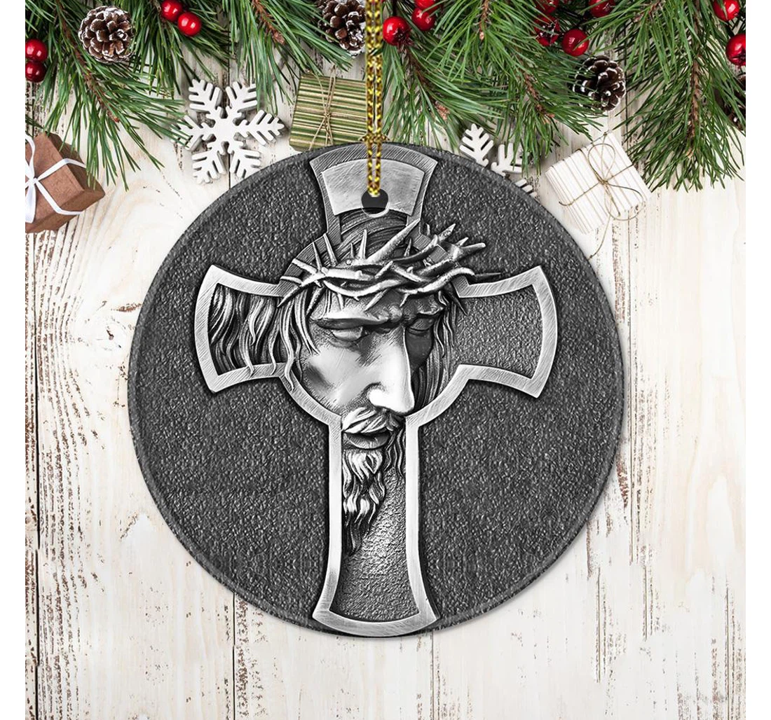 Metal Cross Jesus Aglz0210014z Circle Ornament MDF Ornament