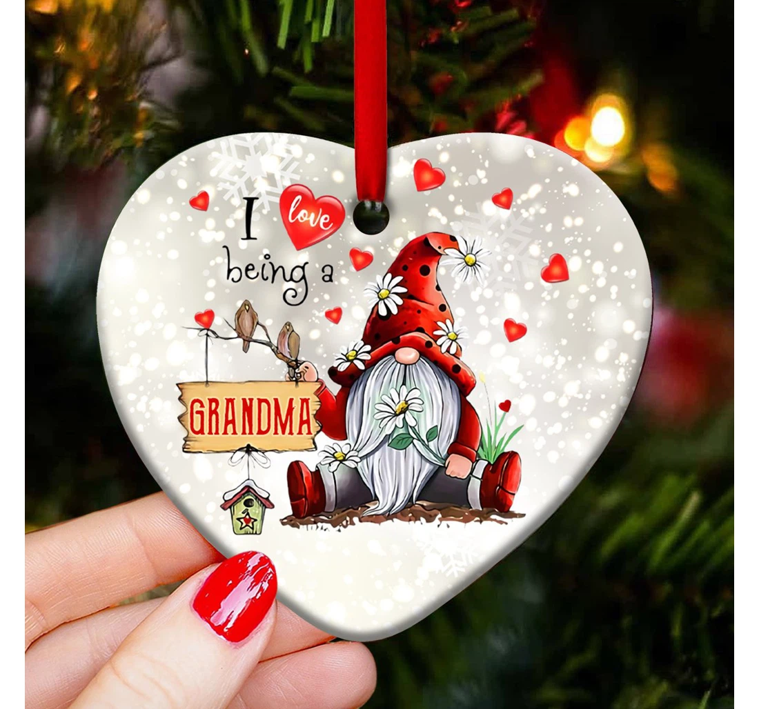 Gnome Family Grandma Quaz2210006z Heart Ornament MDF Ornament