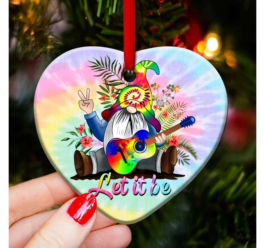 Gnome Hippie Let It Be Ttaz2110006z Heart Ornament MDF Ornament
