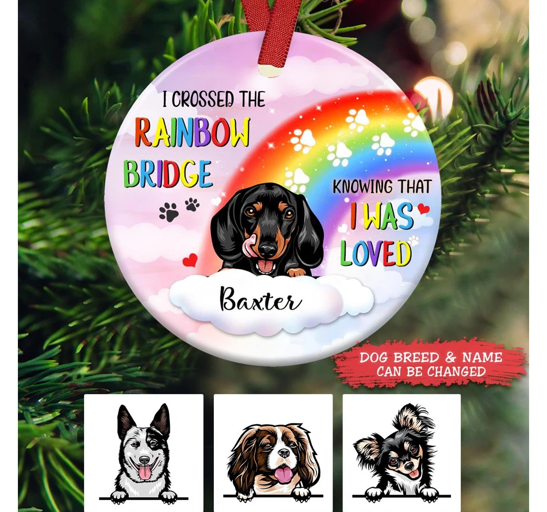 Dog Memorial Cross The Rainbow Bridge Customized Nnrz0810001z Circle Ornament MDF Ornament
