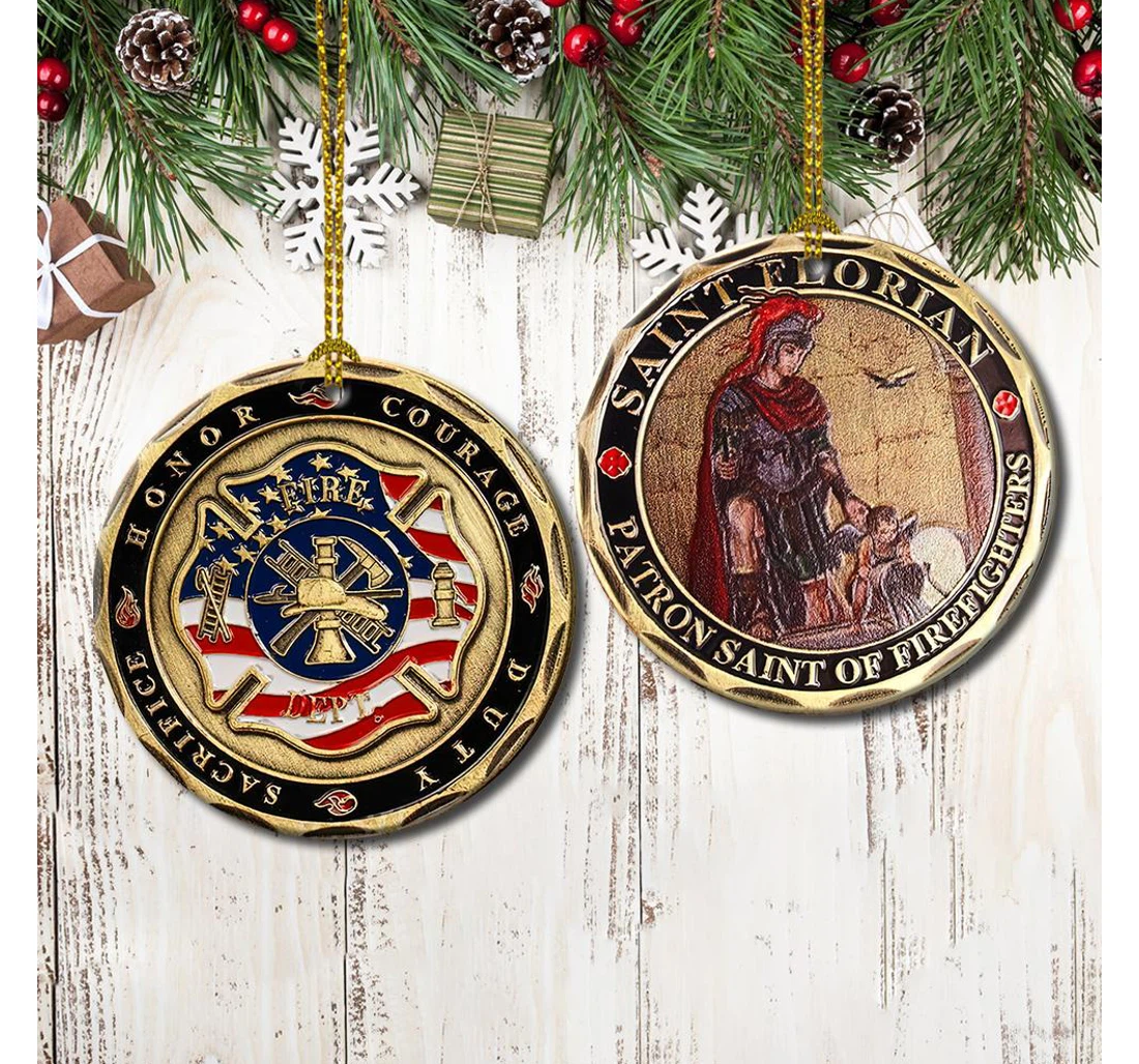 Metal Style Firefighter Coin Ablz0610012z Circle Ornament MDF Ornament