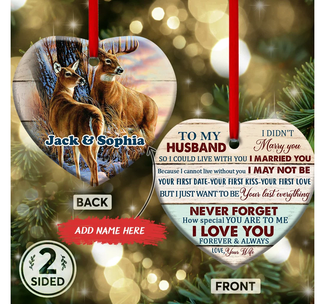 Personalized Deer Couple Acaa0810001z Heart Ornament MDF Ornament