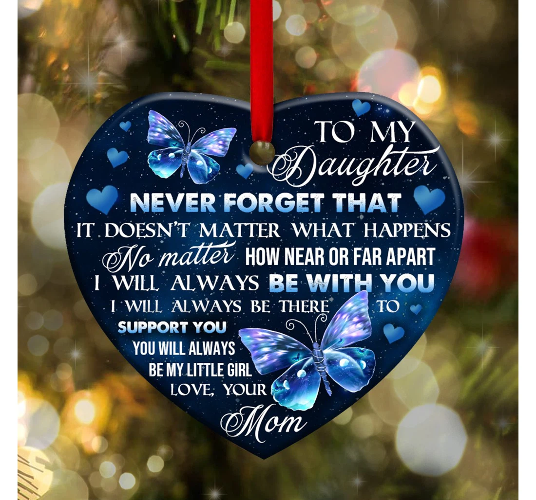 Family To My Daughter Butterfly Thaz0810005z Heart Ornament MDF Ornament