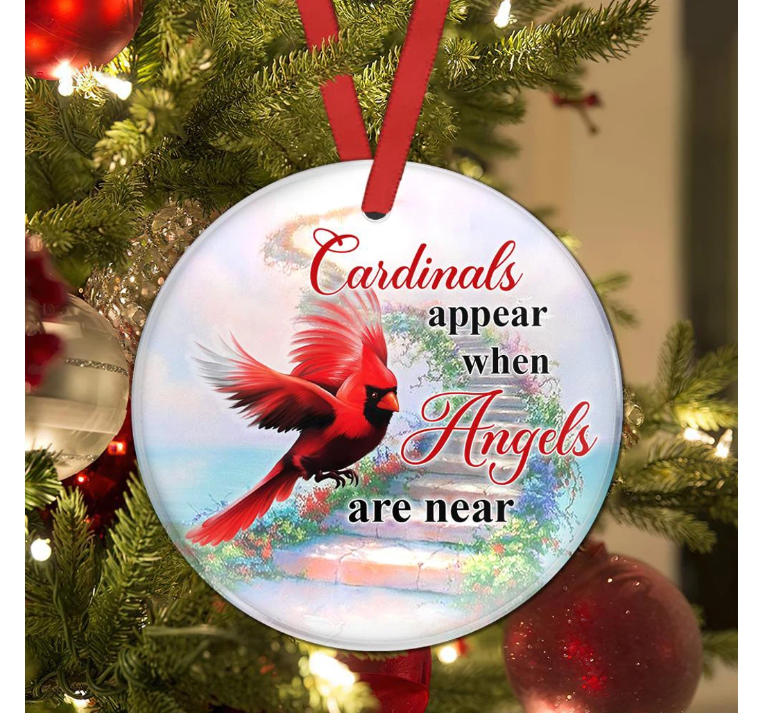 Cardinal When Angels Are Near Aggb2010004z Circle Ornament MDF Ornament