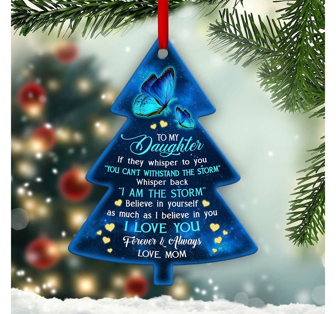 To My Daughter Butterfly Bgrz0810008z Tree Shaped Ornament MDF Ornament